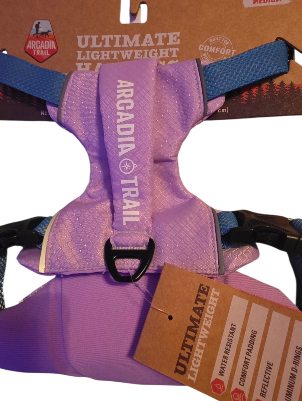 Arcadia Trail Lavender and Blue Padded Dog Harness Medium Nwt